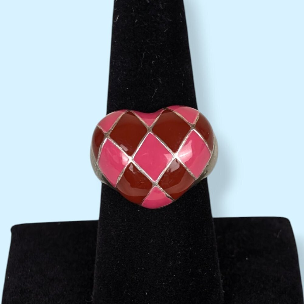 (2/$20) Chunky Red & Pink Enamel Heart Ring